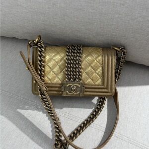 CHANEL Metallic Python Boy Flap Bag Small GHW